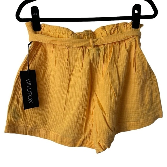 WILDFOX Tie Waist Cotton Gauze Paperbag Shorts- Honeycomb/ Size Medium - Picture 5 of 8